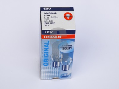 Крушка авто за мигачи бяла 21W-12V ВА15s -7506-